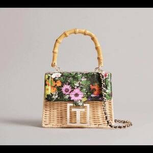 Ted Baker London Mini Jaysisa Faux Leather & Rattan Top Handle Bag